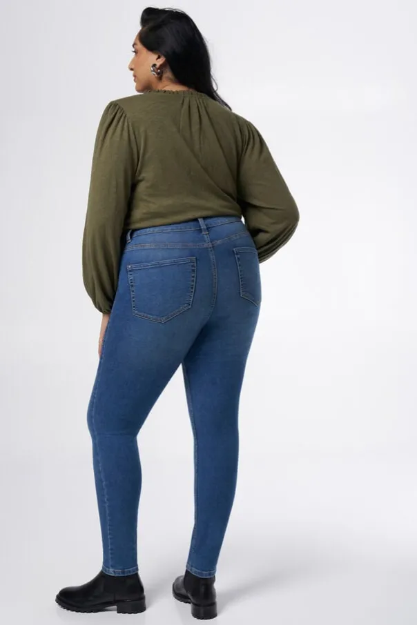 Skinny leg high waist jeans CHERRY