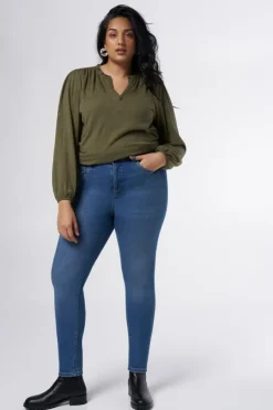 Skinny leg high waist jeans CHERRY