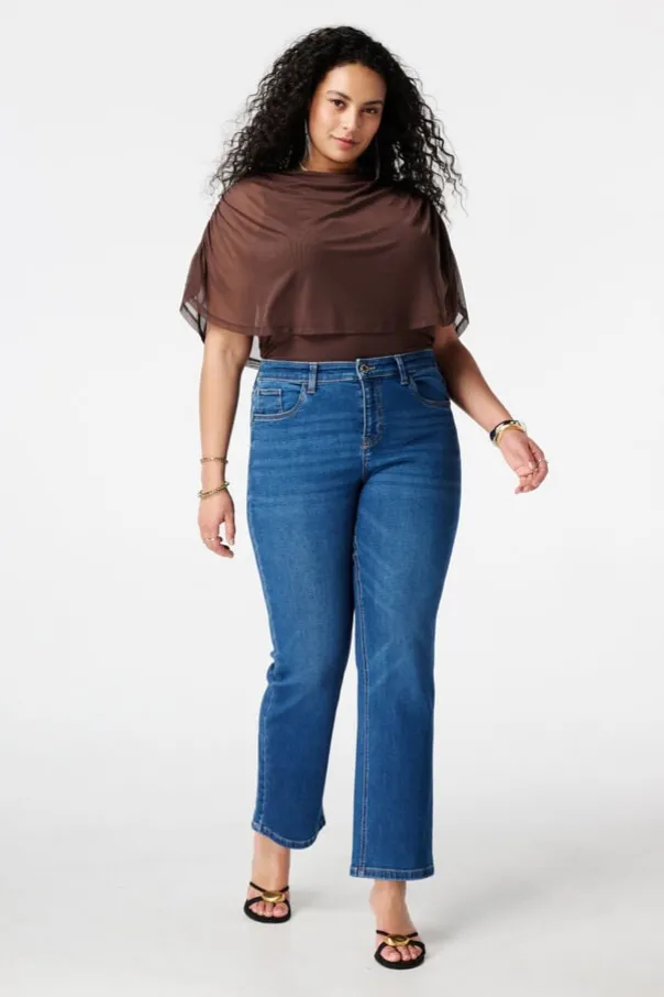 Straight leg jeans met mid waist