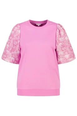 Top met jacquard mouwen