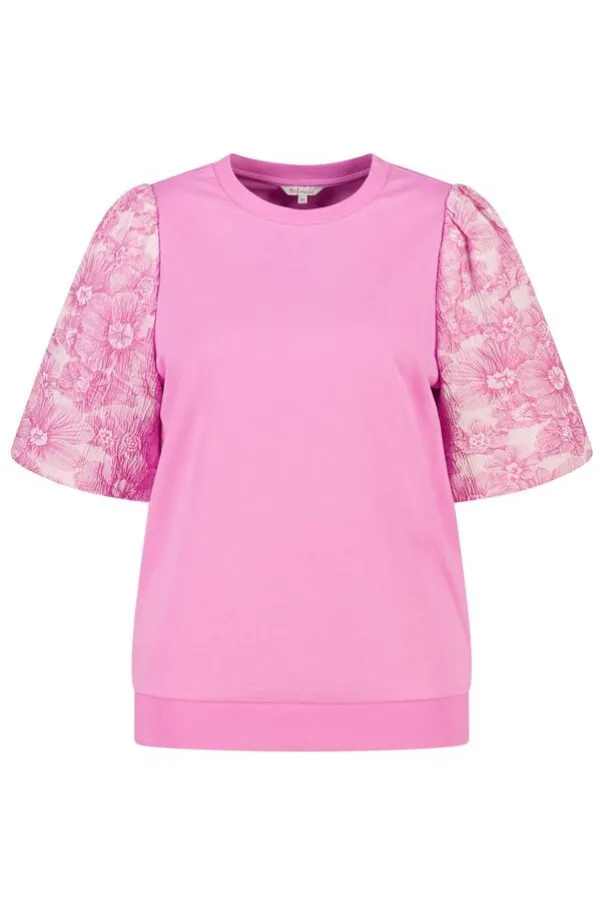 Top met jacquard mouwen
