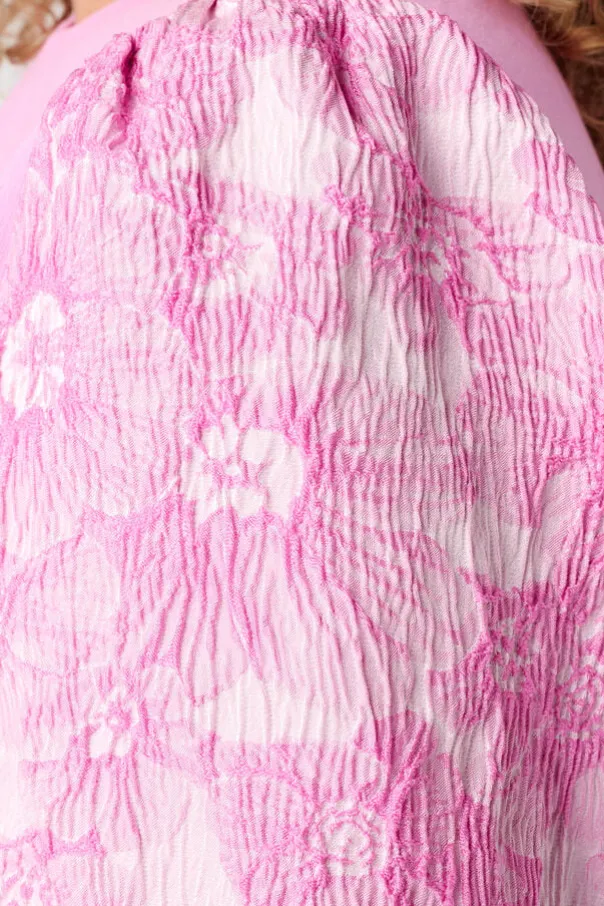 Top met jacquard mouwen