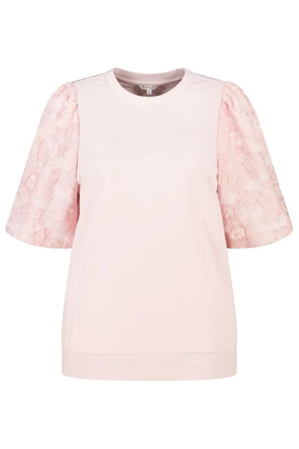 Top met jacquard mouwen