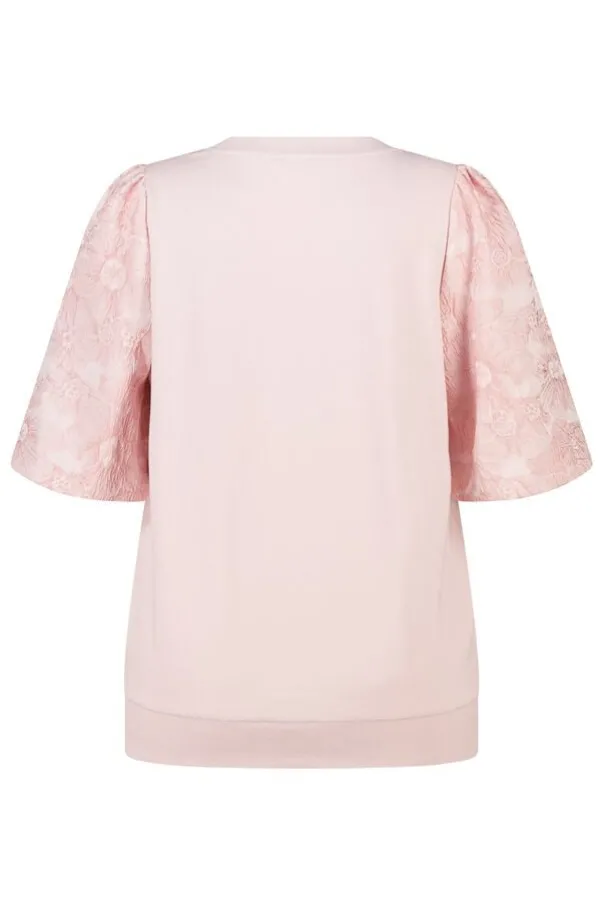 Top met jacquard mouwen