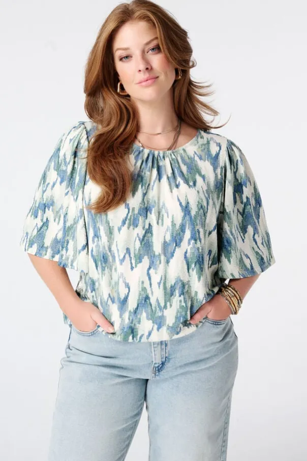 Top met print en ronde hals
