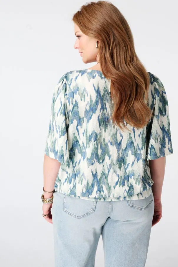 Top met print en ronde hals