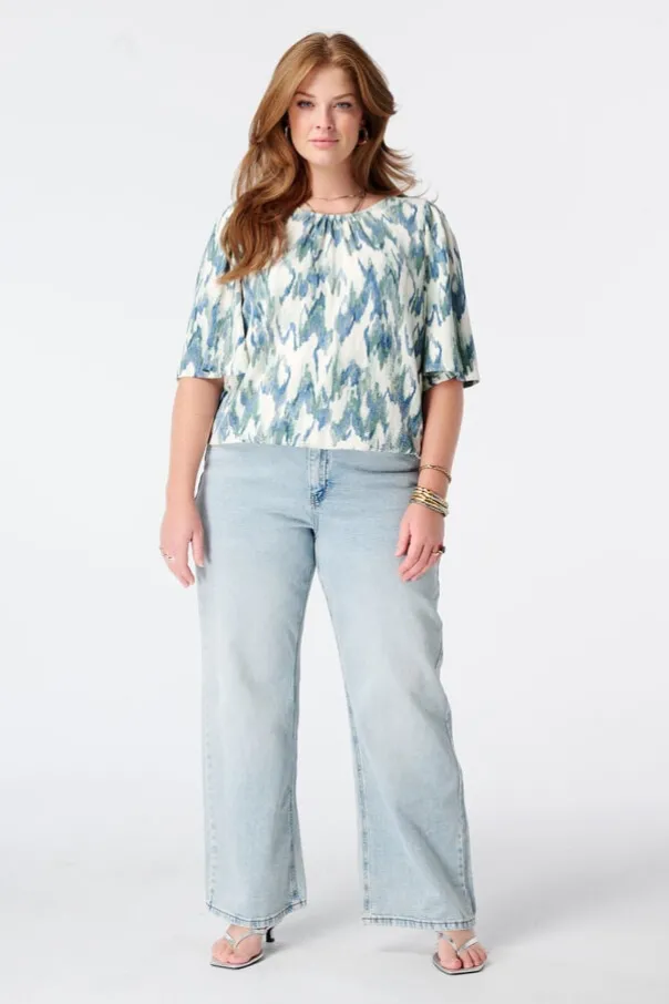 Top met print en ronde hals