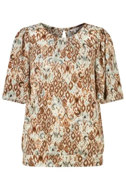 Top met print en ronde hals