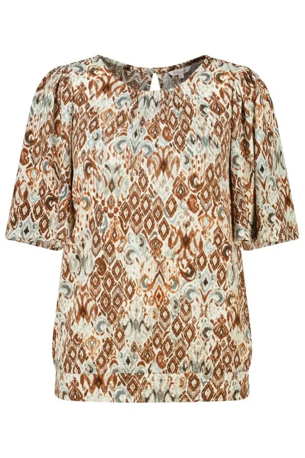 Top met print en ronde hals