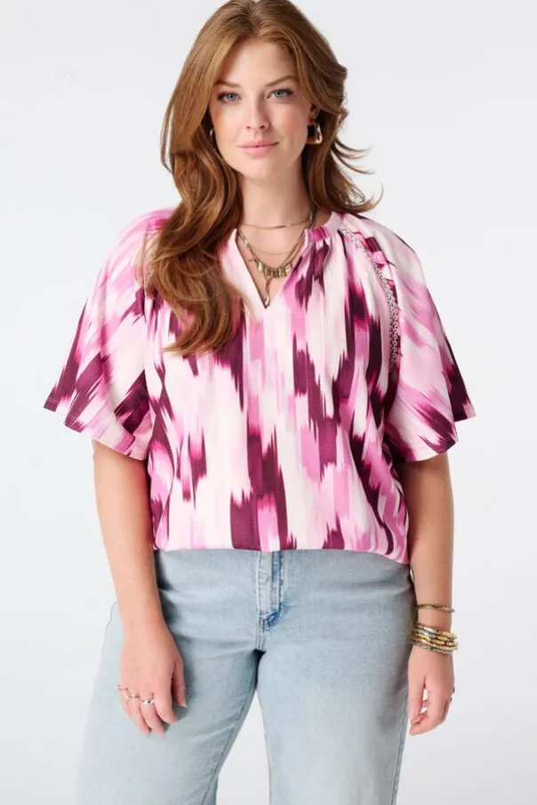 Top met print en v-hals
