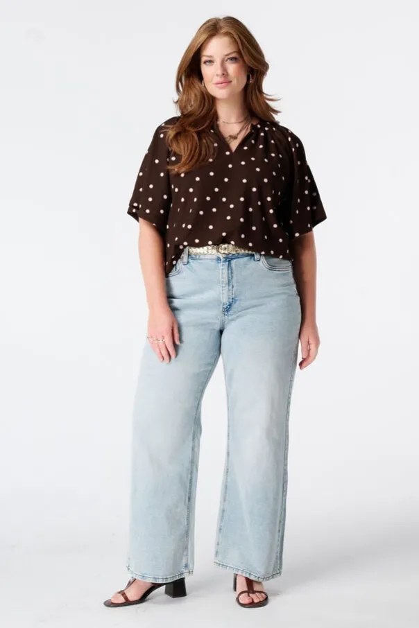 Top met print en v-hals