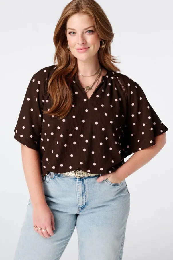 Top met print en v-hals