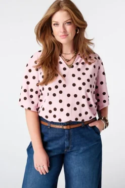 Top met print en v-hals