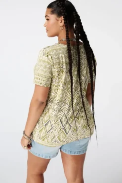Top met print en V hals