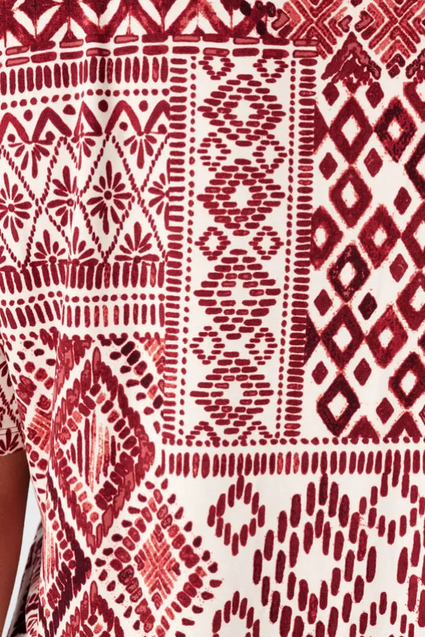 Top met print en V hals