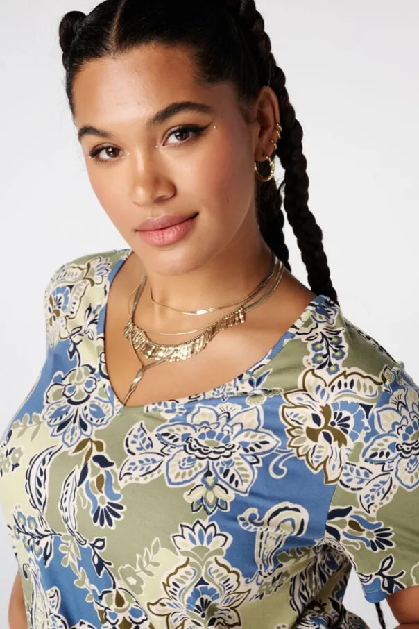 Top met print en V hals