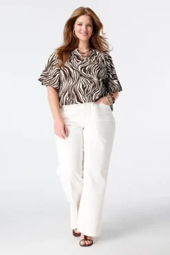Top met print en v-hals