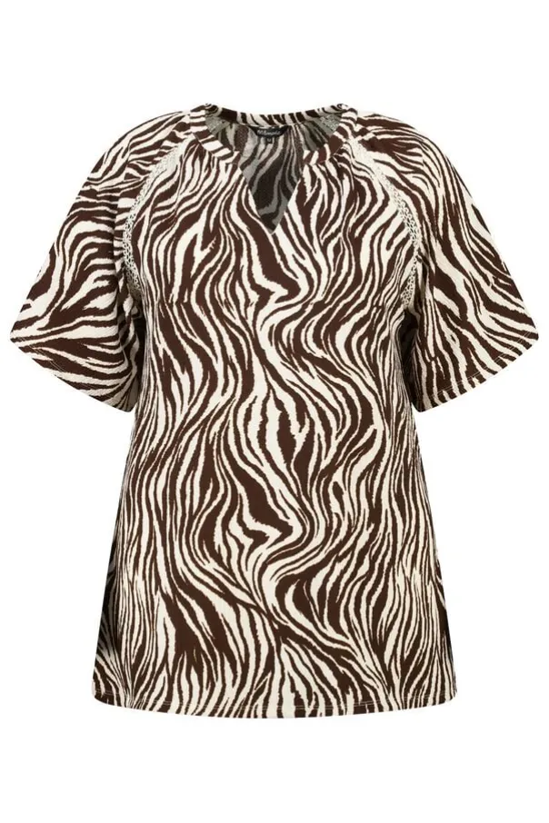 Top met print en v-hals
