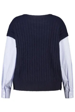 Trui met contrasterende blouse mouwen