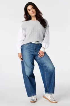 Trui met contrasterende blouse mouwen