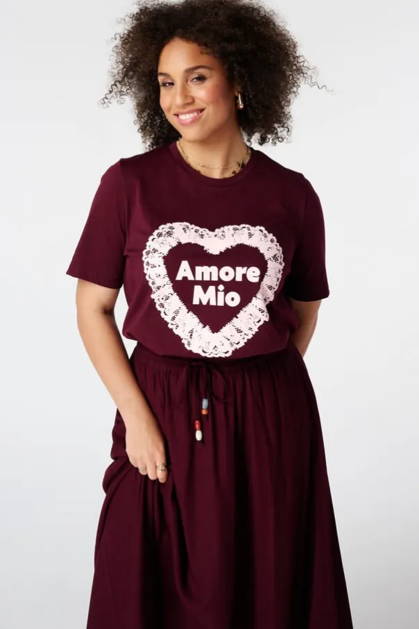 T-shirt met kanten artwork