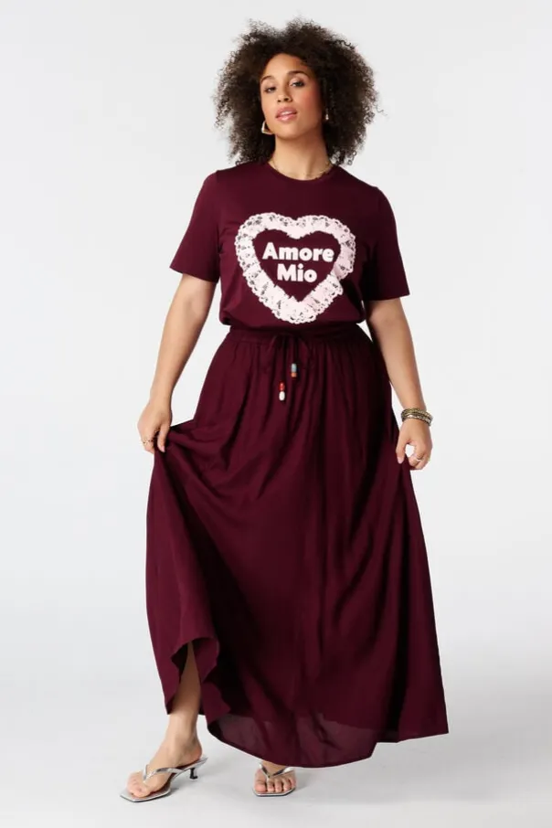 T-shirt met kanten artwork