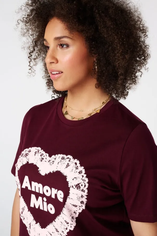 T-shirt met kanten artwork