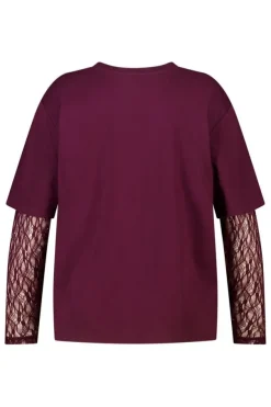 T-shirt met kanten mouwen