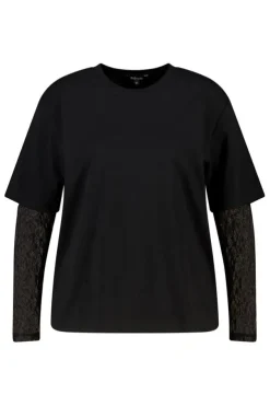 T-shirt met kanten mouwen