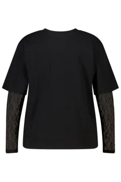 T-shirt met kanten mouwen
