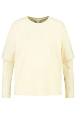 T-shirt met kanten mouwen