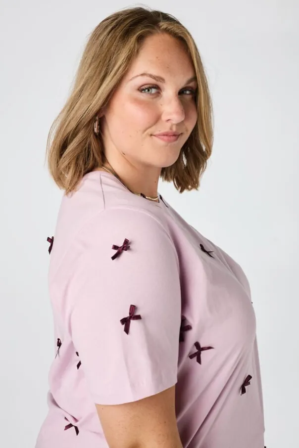T-shirt met satijnen strikjes