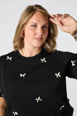 T-shirt met satijnen strikjes