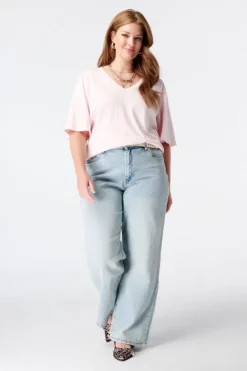 T-shirt met v-hals