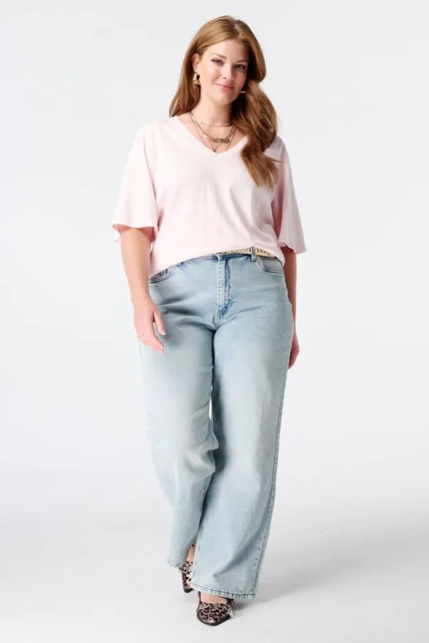 T-shirt met v-hals