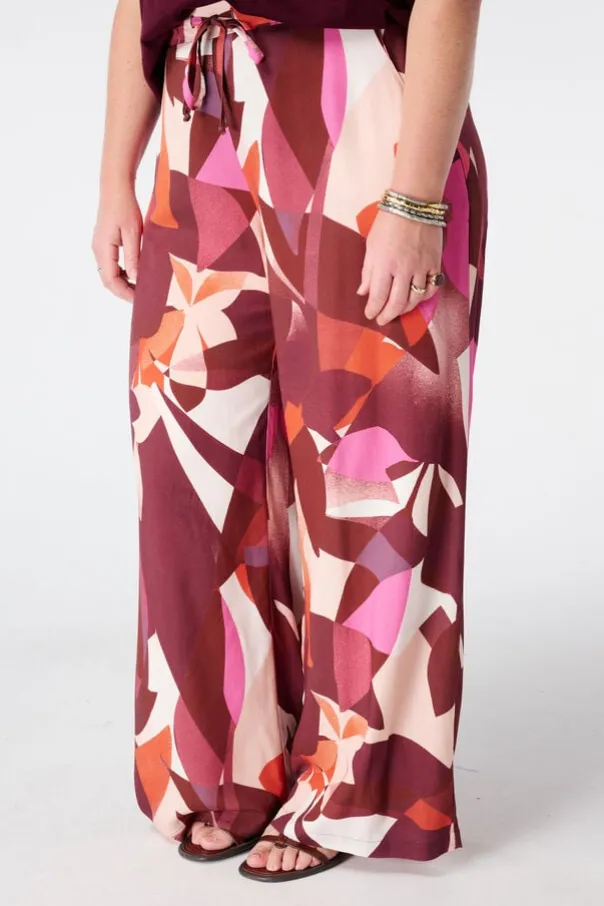 Wide leg broek met print