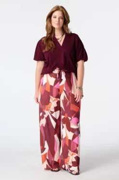 Wide leg broek met print