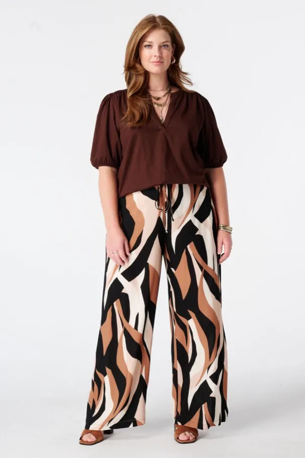 Wide leg broek met print