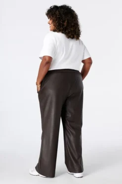 Wide leg broek van imitatieleer