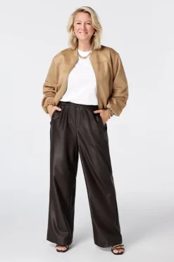 Wide leg broek van imitatieleer