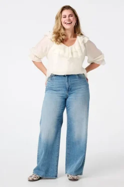 Wide leg jeans met hoge taille