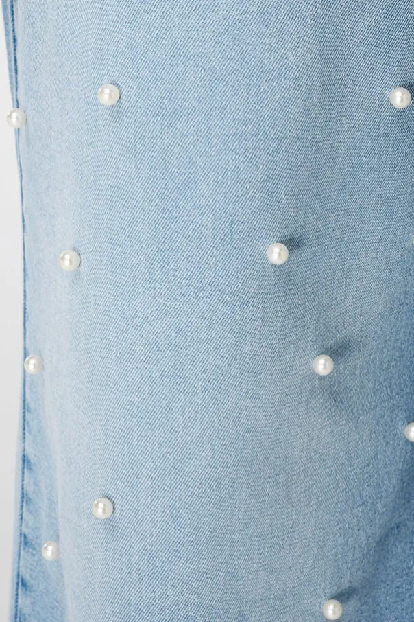 Wide leg jeans met parels