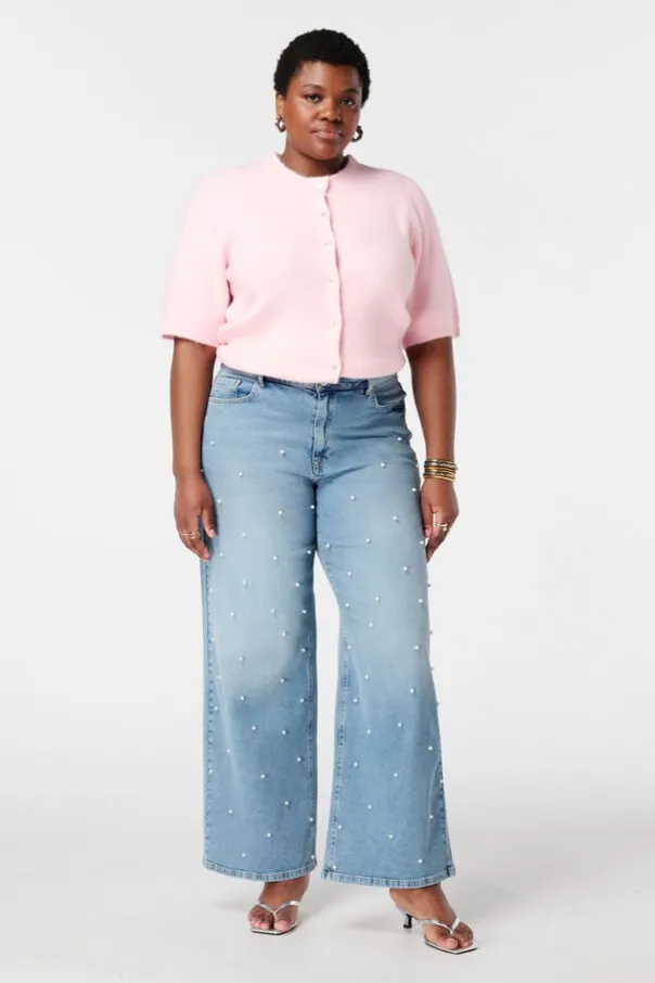 Wide leg jeans met parels