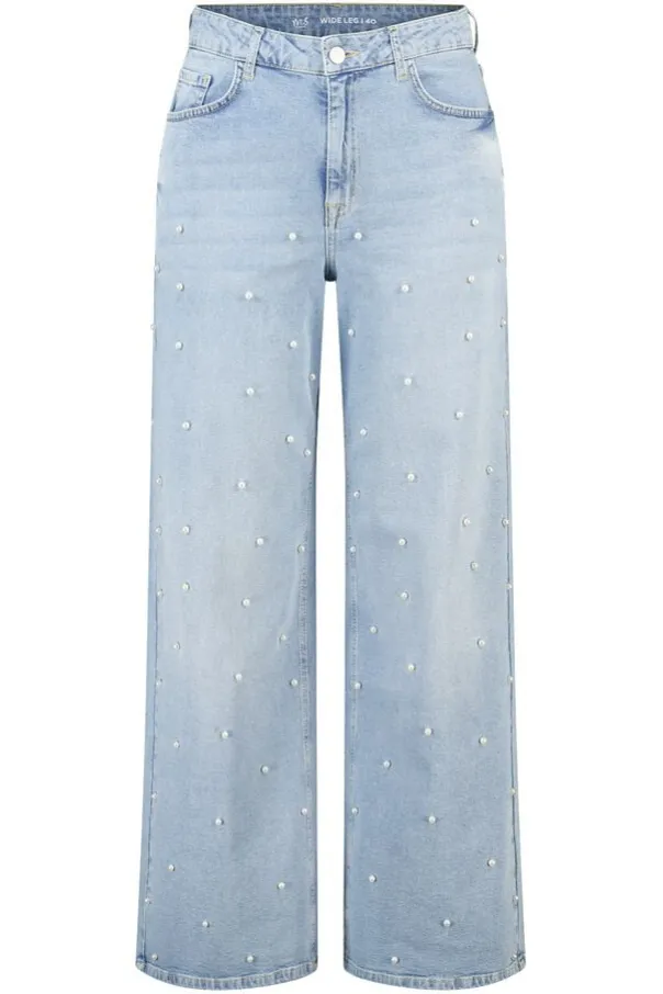 Wide leg jeans met parels