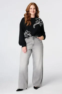 Wide leg jeans met riempje