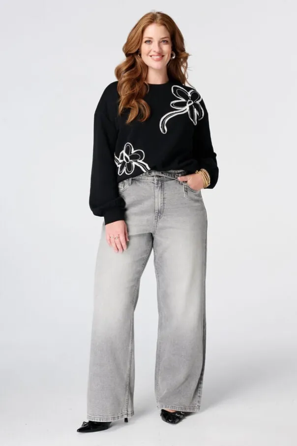 Wide leg jeans met riempje
