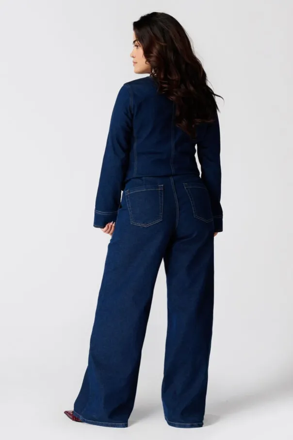 Wide leg jeans met sierknopen