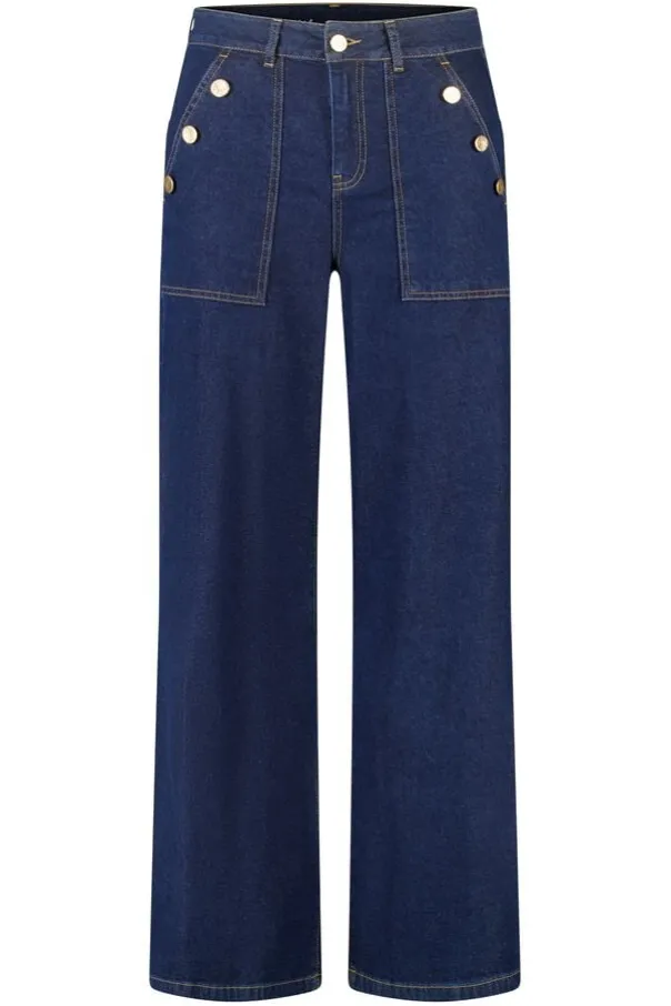 Wide leg jeans met sierknopen