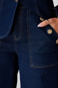 Wide leg jeans met sierknopen