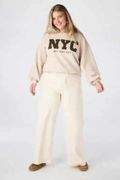 Wide leg jeans met strikkoord
